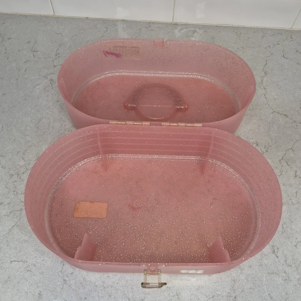 Rare Vtg Caboodles Jellies Large  Model 2642 Pink‎ Organizer Vanity Makeup Case